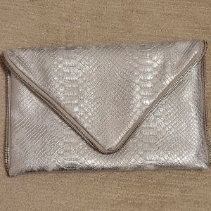 Silver Elegant Vegan Le Croc Envelope Clutch Purse